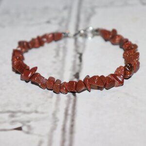NWOT Natural brown goldstone beaded bracelet 7.5"